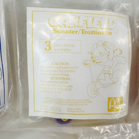 Vintage New Sealed Lot Of 5 McDonald's Happy Meal Garfield The Cat Odie 1989 NOS - Picture 9 of 11